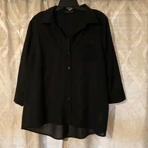 Sheer black button up blouse